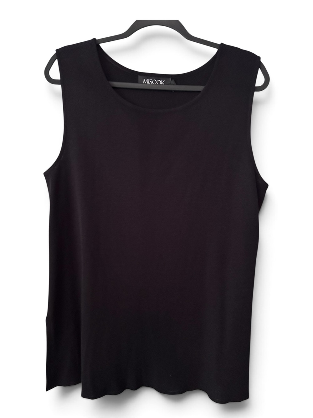 Misook Black Knit Tank Top Size XL Dressy Notched Hem
